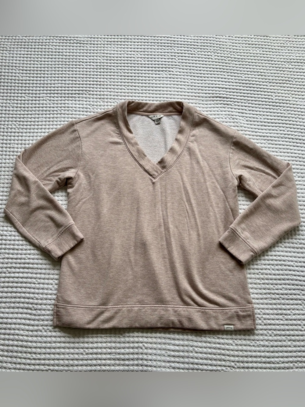 Orvis Classic Collection Women’s V-Neck Fleece Sweatshirt Heather Tan Small S